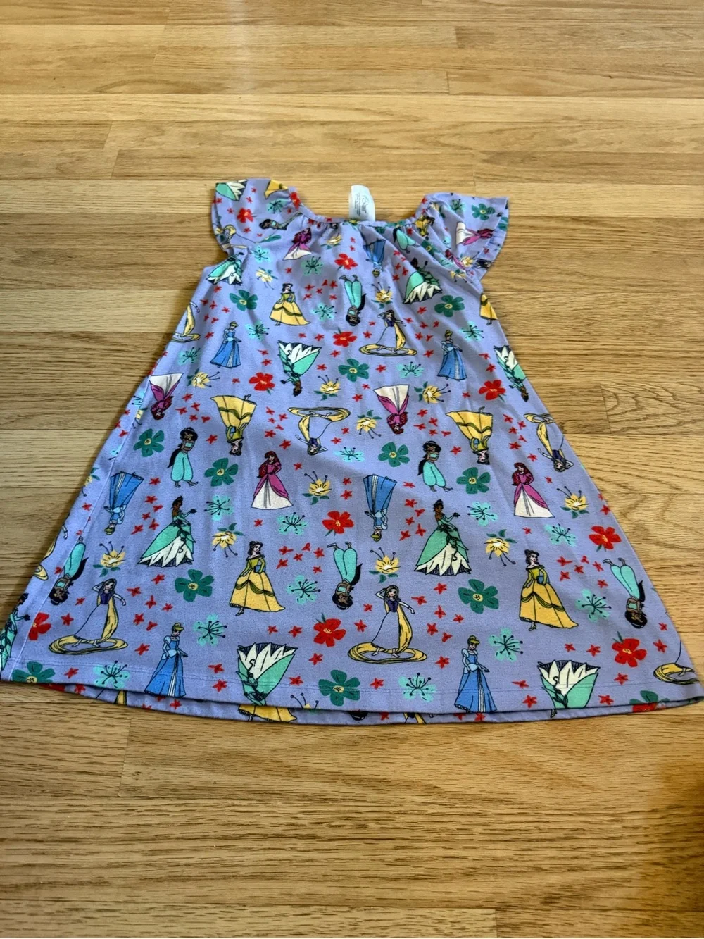 Hanna andersson Girls' Purple Princess Print Flutter Sleeve nightgown